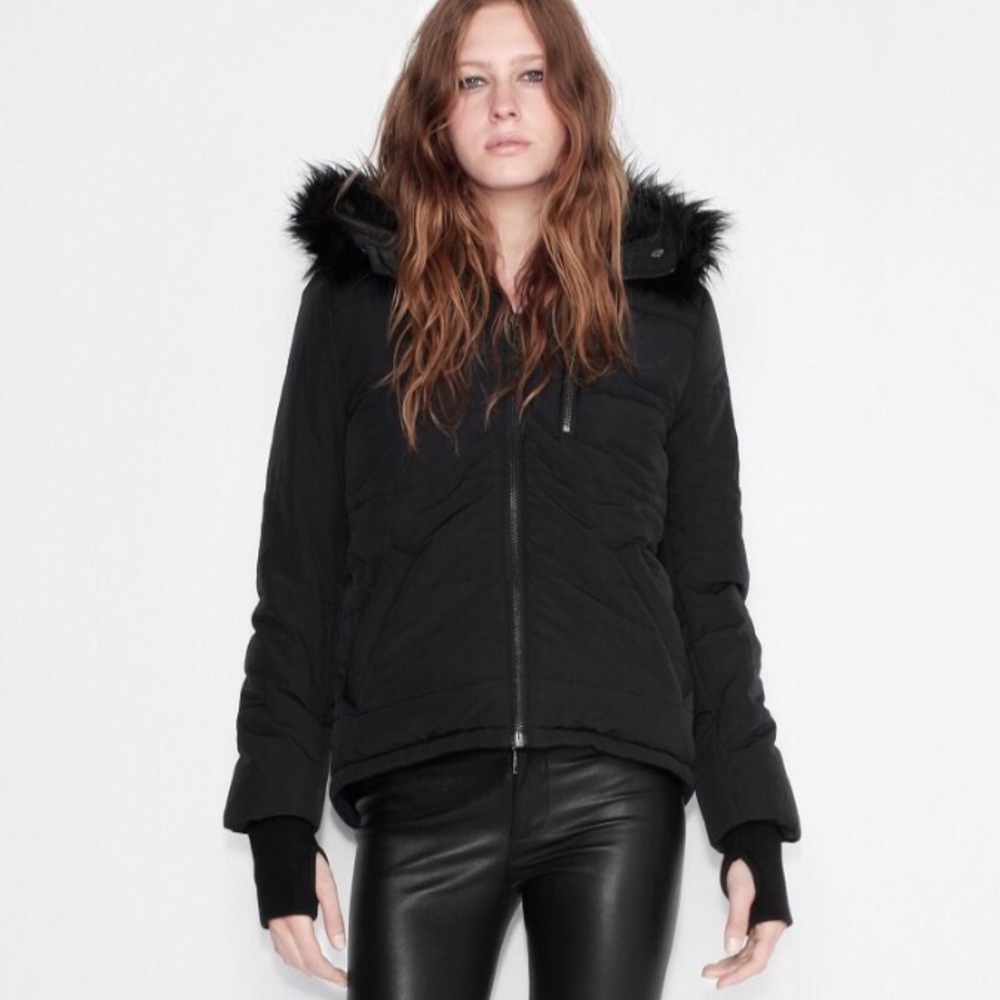 📸🆕 Z&V ღ Patch Quilt ღ Down Parka Faux Fur Trim - Picture 3 of 8